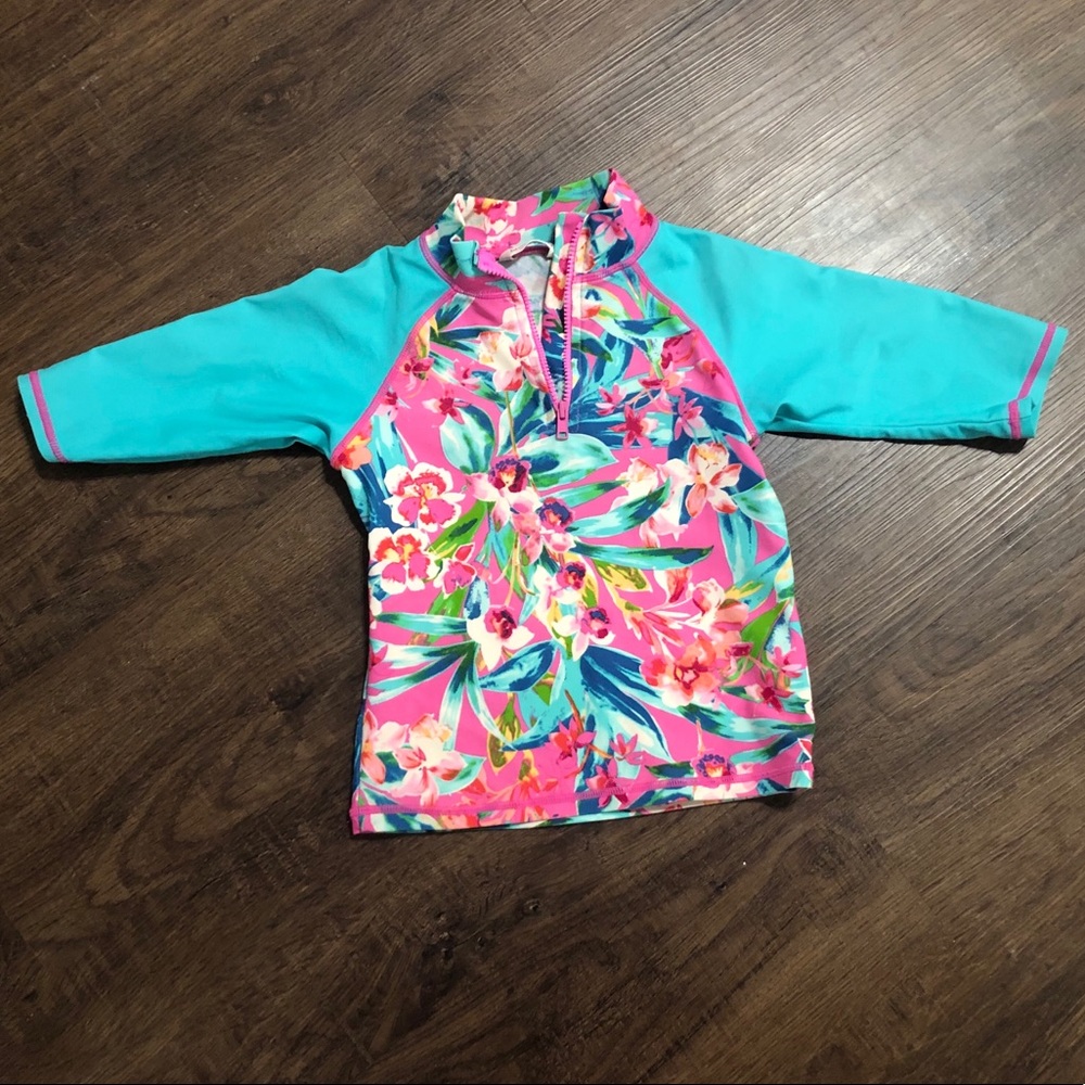 Girl’s Rash Guard Monsoon London Brand Blue Pink XS